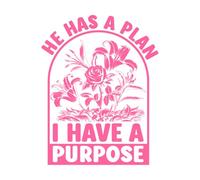 Él tiene un plan, yo tengo un propósito, cristiano con mensaje inspirador. Pegatinas de pared de vinilo 40x51.3cm Incluye kit de película de transferencia Rosa
