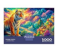 El Tigre mira una Aldea Brillante Puzzle De 1000 Piezas el Rey del Bosque Diversión De Ingenio para Adultos Y Niños 38x26cm/1000pcs