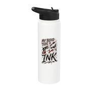 El tipo de sangre es tinta amante del tatuaje adicto a la tinta Stainless Steel Insulated Water Bottle