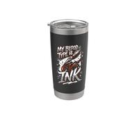 El tipo de sangre es tinta amante del tatuaje adicto a la tinta Vaso térmico de acero inoxidable de doble pared