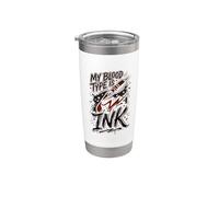 El tipo de sangre es tinta amante del tatuaje adicto a la tinta Vaso térmico de acero inoxidable de doble pared