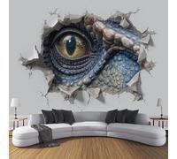 El Tiranosaurio Rex Irrumpe A Través De La Pared Papel Pintado Panorámico 300x210cm, Dinosaurio 3D Papel Pintado De Seda, Grandes Murales Para Salón Sala De Estar Estudio Decoración, Azul
