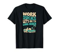 El Trabajo apesta Vamos a IR a Long Beach California Floral Surf Camiseta
