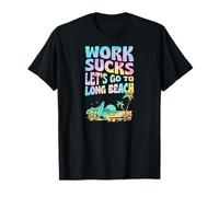 El Trabajo apesta Vamos a IR a Long Beach California Floral Surf Camiseta