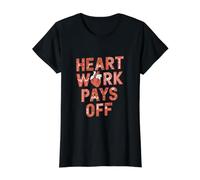 El Trabajo del corazón da Sus Frutos a los tecnólogos cardiovasculares Cardiología Camiseta gráfica económica, Mujer, Negro, L