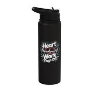 El trabajo del corazón paga el diseño motivacional del latido del corazón Stainless Steel Insulated Water Bottle