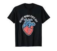 El Trabajo del corazón Paga la anatomía inspiradora Camiseta gráfica económica, Hombre, Negro, S