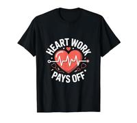 El Trabajo del corazón Paga la cardiología Camiseta gráfica económica, Hombre, Negro, L