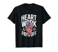 El Trabajo del corazón Paga la cardiología Corazón anatómico Camiseta gráfica económica, Hombre, Negro, L