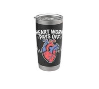 El trabajo del corazón paga la cardiología pasión arte Vaso térmico de acero inoxidable de doble pared