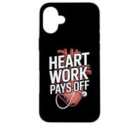 El trabajo del corazón paga la motivación anatómica Carcasa para iPhone 16 Plus