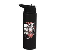 El trabajo del corazón paga la motivación anatómica Stainless Steel Insulated Water Bottle