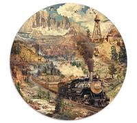El Tren va Rompecabezas Redondo 1000p Adultos-Niños Los animaless Circular Puzzle Niños: Desafío Intelectual Toda Familia 1000pcs (67.5x67.5cm)