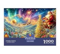 El Trineo de Santa Volando sobre un Pueblo navideño Brillante Puzzle De 1000 Piezas Estilo Navideño Hombres, Mujeres, Ancianos Y Mayores 52x38cm/1000pcs