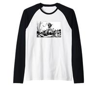 El Triunfo de la Muerte con el Arte macabro Medieval de guadaña Camiseta Manga Raglan