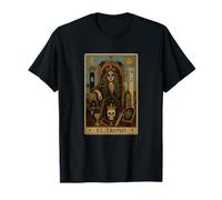 El Trono Tarot Carta Esqueleto Gótico Oscuro Camiseta