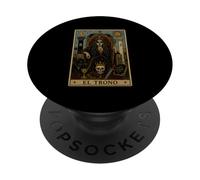El Trono Tarot Carta Esqueleto Gótico Oscuro PopSockets PopGrip Adhesivo