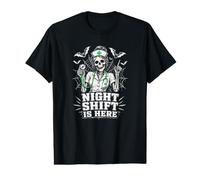 El Turno de Noche ya está aquí: Skeleton Nurse Halloween Camiseta gráfica económica