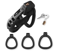 El último conjunto de sujeción para el pene SM, que incluye una jaula de castidad de resina 3D, un diseño transpirable, una jaula para el pene negra y un anillo para el pene, satisface perfectamente(L
