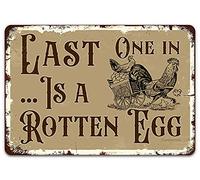 El Último En Entrar Es Un Huevo Podrido Letrero De Metal Impermeable Cartel De Chapa Divertido Letreros De Estaño Para Garaje Pub Balcón 20X30Cm