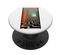 El umbral de neón - Cyberpunk Dystopian City Art PopSockets PopGrip Adhesivo