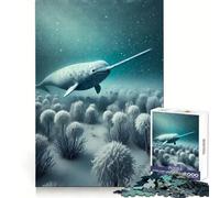 El Unicornio del mar en un hábitat Helado Narval en un Bosque Submarino Rompecabezas de 1000 Piezas para Adultos Mejora la Memoria Tiempo cálido Ensamblaje de imágenes Obra de Arte Fina 38x52cm
