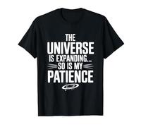 El Universo se está expandiendo, también lo es mi Ciencia de Paciencia Camiseta gráfica económica, Hombre, Negro, L