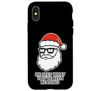 Él ve lo Que has Estado Leyendo Amante de los Libros Funny Santa Carcasa para iPhone X/XS
