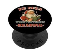 Él ve lo Que has Estado Leyendo Amante de los Libros Funny Santa PopSockets PopGrip Adhesivo