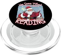 Él ve lo Que has Estado Leyendo Amante de los Libros Funny Santa PopSockets PopGrip para MagSafe