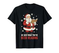 Él ve lo Que has Estado Leyendo Funny Bookish Christmas Camiseta