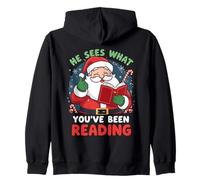 Él ve lo Que has Estado Leyendo Funny Bookish Christmas Sudadera con Capucha