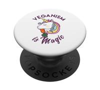 El veganismo es mágico - Vegano Animales Vegetariano Paz Unicornio PopSockets PopGrip Adhesivo