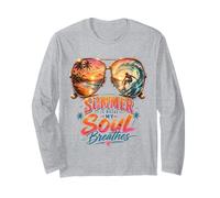 El Verano es Donde mi Alma Respira Amantes del Surf Tropical Beach Manga Larga