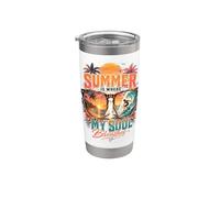 El verano es donde mi alma respira amantes del surf Tropical Beach Vaso térmico de acero inoxidable de doble pared