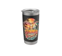 El verano es donde mi alma respira amantes del surf Tropical Beach Vaso térmico de acero inoxidable de doble pared