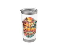El verano es donde mi alma respira amantes del surf Tropical Beach Vaso térmico de acero inoxidable de doble pared