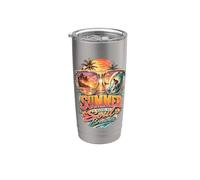 El verano es donde mi alma respira amantes del surf Tropical Beach Vaso térmico de acero inoxidable de doble pared