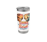 El verano es donde mi alma respira amantes del surf Tropical Beach Vaso térmico de acero inoxidable de doble pared