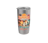 El verano es donde mi alma respira amantes del surf Tropical Beach Vaso térmico de acero inoxidable de doble pared