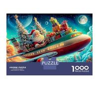 El Viaje mágico de Santa Rompecabezas 1000 Piezas Xmas Plane Cartón para Parejas Decoración Pared para Entretenimiento Oferta 70x50cm/1000pcs