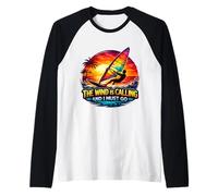El Viento está Llamando y Debo IR Windsurf Windsurfing Diversión Camiseta Manga Raglan