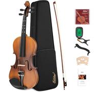 El violín Eastar EVA-3 4/4 de tamaño completo presenta un acabado mate y es adecuado para principiantes adultos. Incluye estuche rígido, hombrera, arco, afinadores y cuerdas de repuesto.