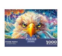 El Vistoso Rostro del Águila sobre un Escenario de Flores y Estrellas Puzzle De 1000 Piezas águila Cumpleaños Y Navidad 38x26cm/1000pcs