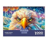 El Vistoso Rostro del Águila sobre un Escenario de Flores y Estrellas Puzzle De 1000 Piezas águila Elemento Esencial para Las Noches De Juegos En Familia, Adultos Y Niños 52x38cm/1000pcs