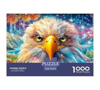 El Vistoso Rostro del Águila sobre un Escenario de Flores y Estrellas Puzzle De 1000 Piezas águila Noches De Puzzle En Familia, Adultos Y Niños 70x50cm/1000pcs