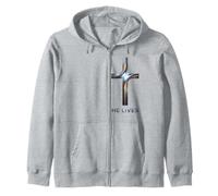 Él Vive Cruz Cristiana Sudadera con Capucha