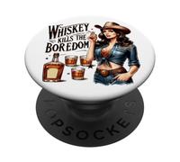 El whisky mata el aburrimiento del vaquero PopSockets PopGrip Adhesivo