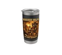 El whisky también ayuda a la venganza | Retro Cowboy Raccoon Vaso térmico de acero inoxidable de doble pared