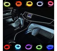 El Wires Car Kit 2M/6FT Frío Interior Trim Bright Car Ambiente Decorativo Tubo de luz de neón Círculo hasta 360 Grados con Cigarrillo(Blanco)